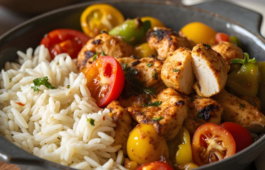 Schnelles Airfryer-Hähnchen mit Reis