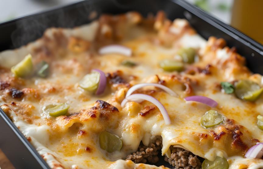 Einfacher Nudelauflauf mit Hack und Sahnesauce