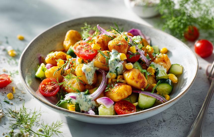 Gnocchi mit knackigem Gemüsesalat & Joghurt