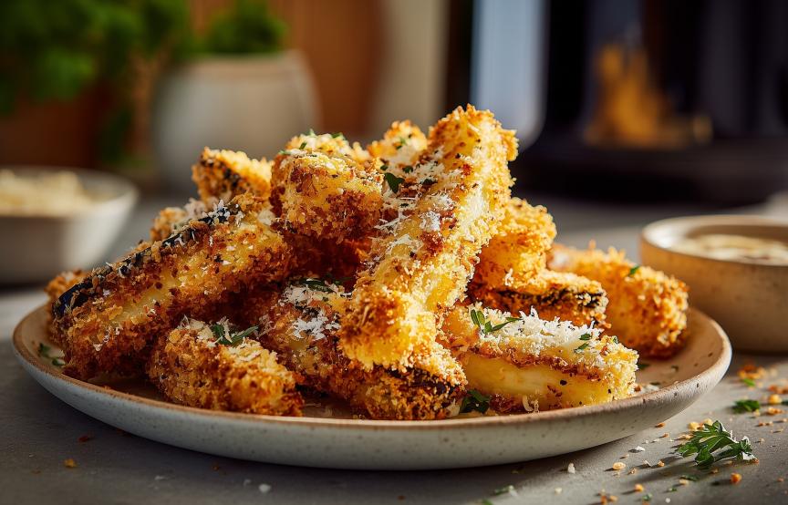 Knusprig panierte Aubergine mit Parmesan