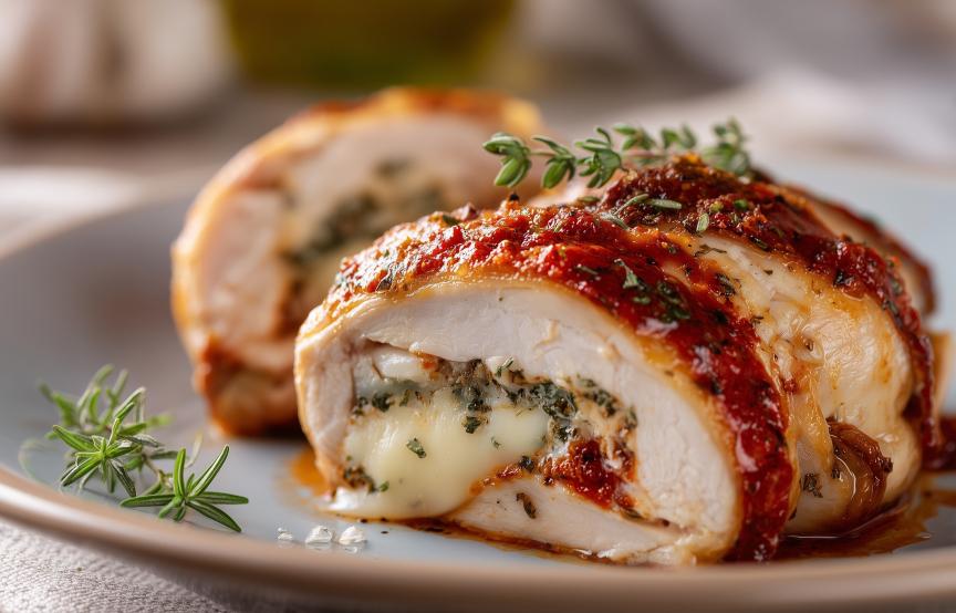 Hähnchen Cordon bleu gefüllt mit Mozzarella & Pesto