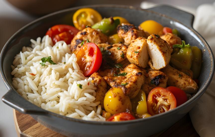 Schnelles Airfryer-Hähnchen mit Reis