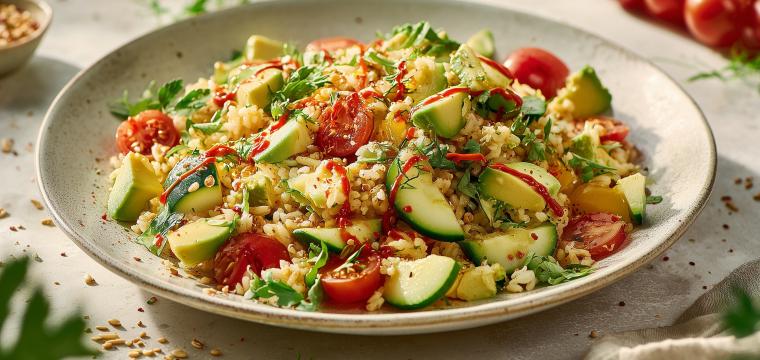 Crispy Reissalat mit Avocado