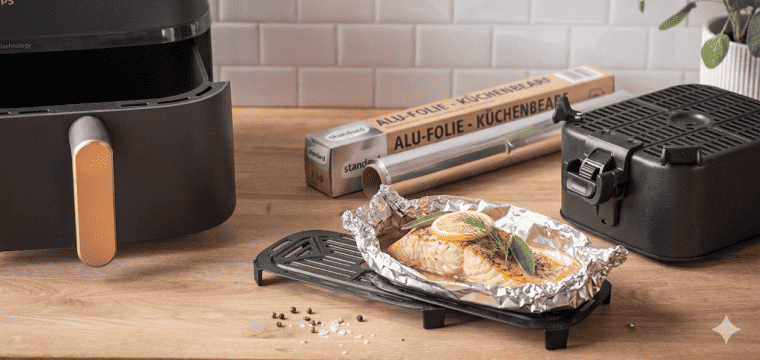 Alufolie im Airfryer mit Lachs Alufolie im Airfryer mit Lachs