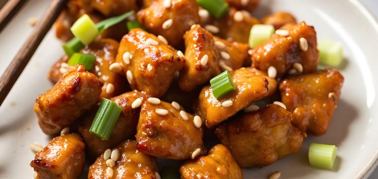 Asiatische Hähnchen-Bites in Honig-Soja-Soße aus dem Airfyer Asiatische Hähnchen-Bites in Honig-Soja-Soße aus dem Airfyer