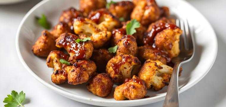 Blumenkohl-Wings in Honig-Barbecue-Soße