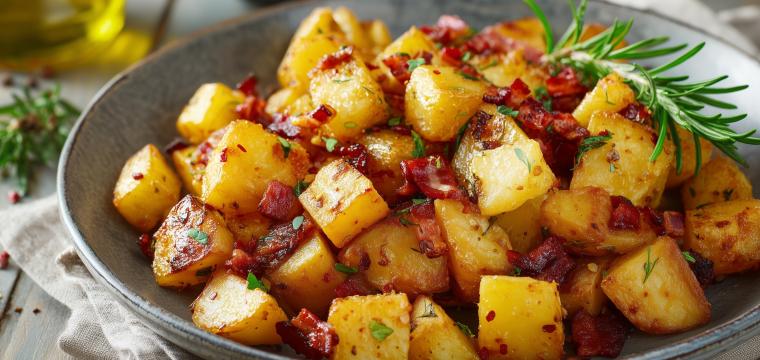 Knusprige Bratkartoffeln mit Speck
