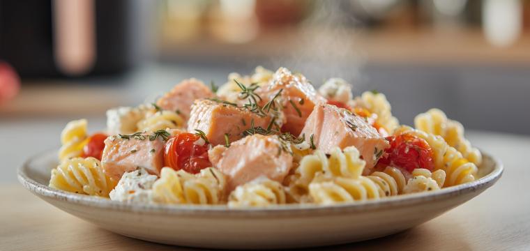 Lachs-Feta-Pasta