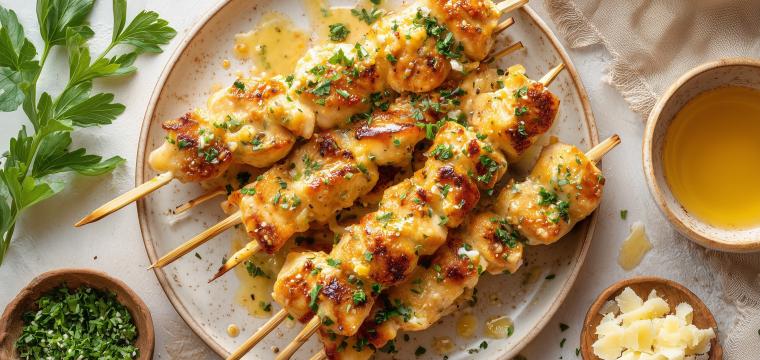 Knoblauch-Parmesan-Spieße Knoblauch-Parmesan-Spieße