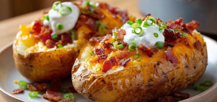 Überbackene Kartoffeln mit Bacon und Cheddar