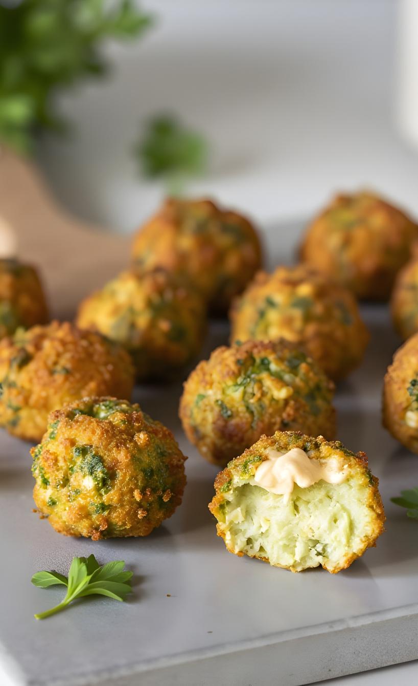 Schnelle Käsebällchen mit Brokkoli & Erbsen