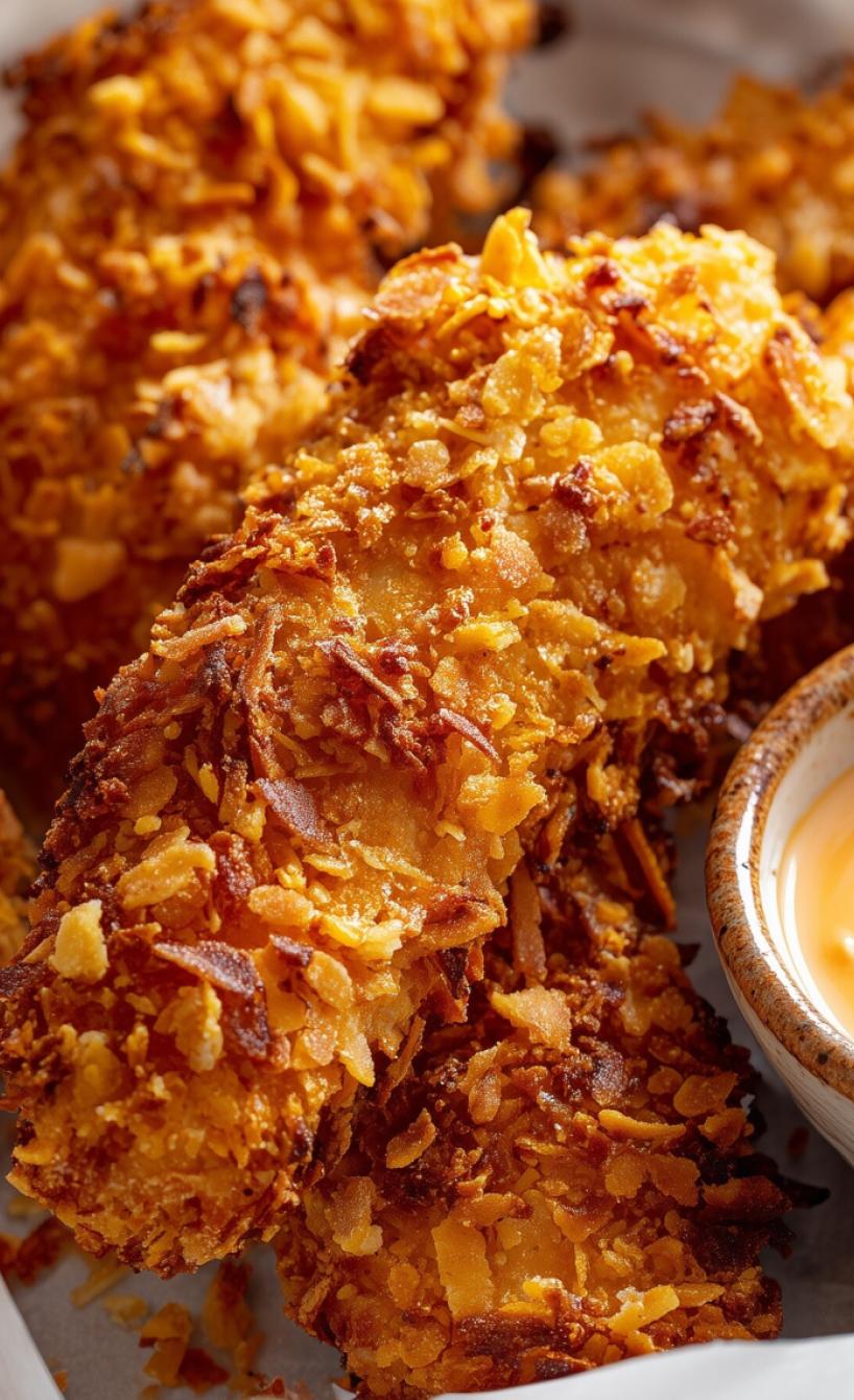 Knusprige Hähnchensticks in Cornflakespanade
