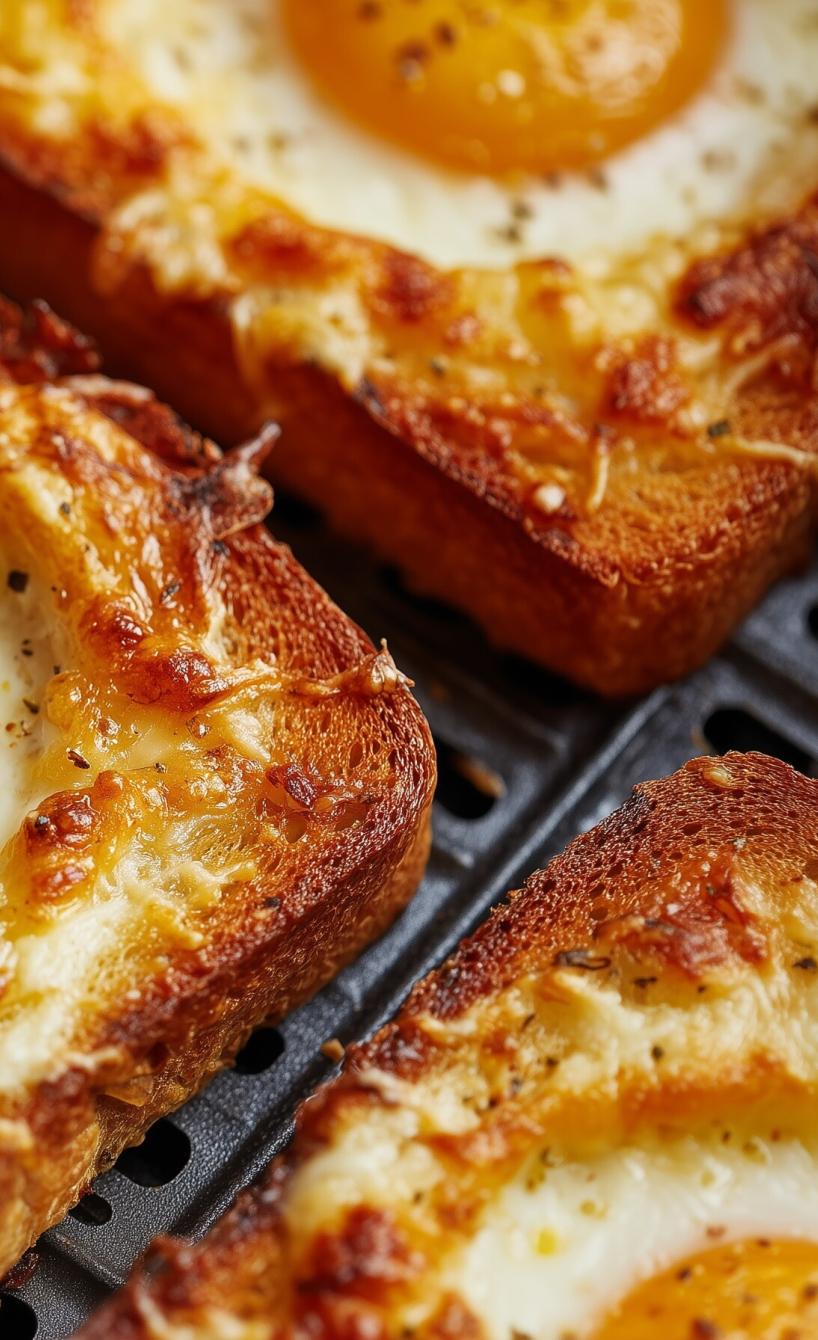 Frühstücks-Toast mit Ei und Käse aus der Heißluftfritteuse