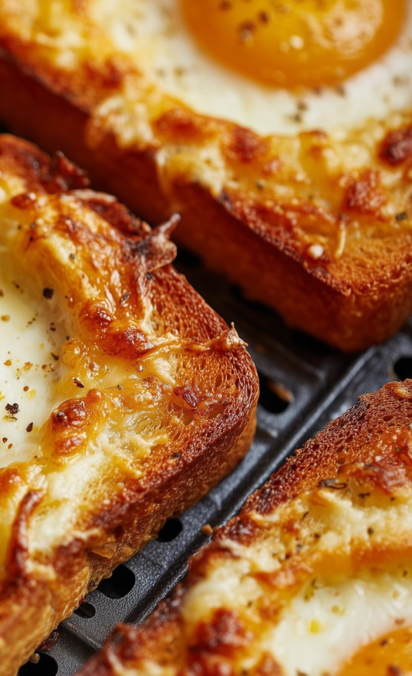 Frühstücks-Toast mit Ei und Käse aus der Heißluftfritteuse