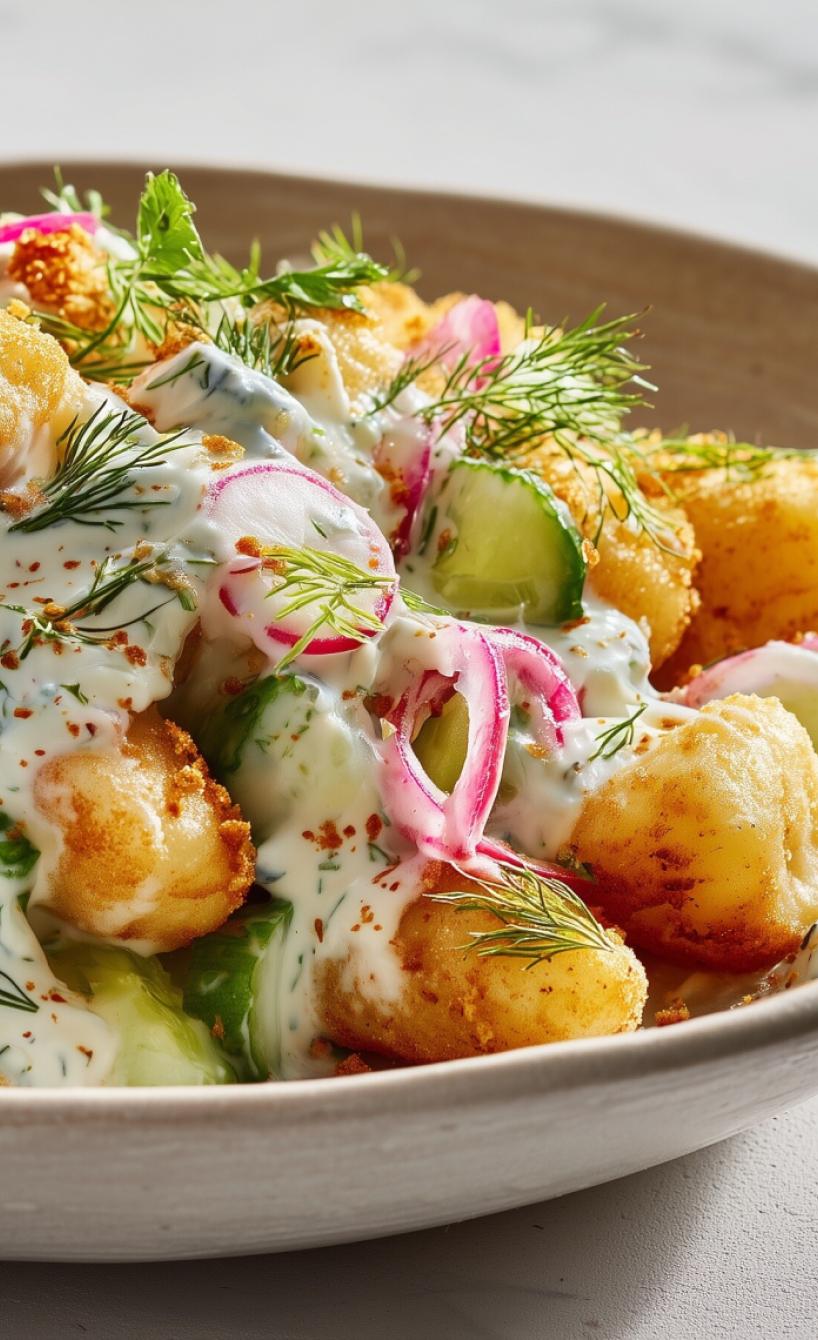Knusprige Gnocchi-Salat mit Joghurt