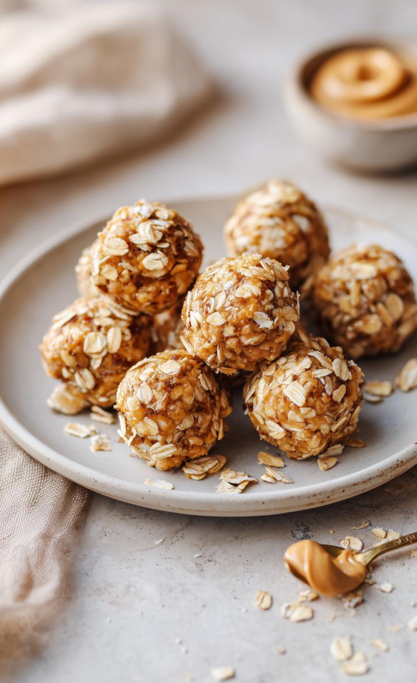 Haferflocken-Bällchen mit Banane und Erdnussbutter