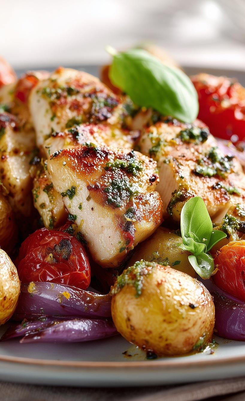 Hähnchen mit Pesto-Drillingen