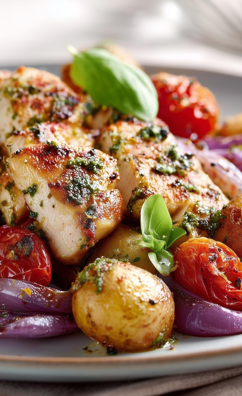 Hähnchen mit Pesto-Drillingen