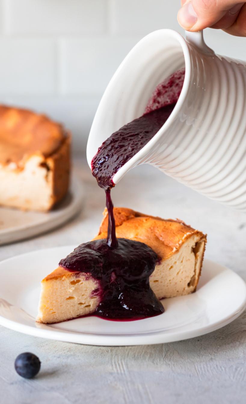 High Protein Quark-Heidelbeer-Kuchen