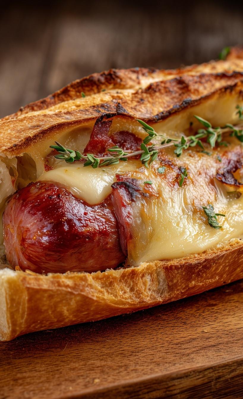 Gefülltes Baguette mit Raclettekäse