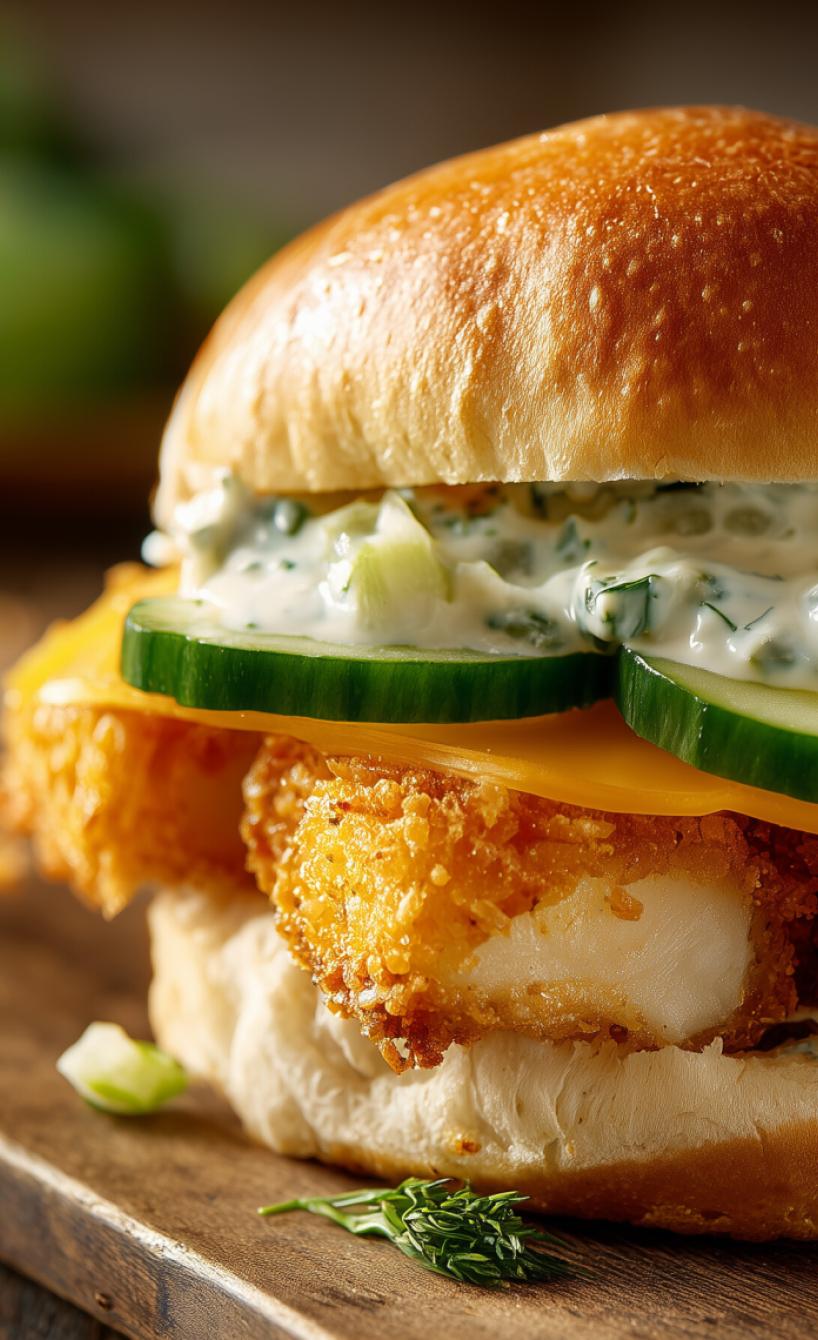 Knuspriger Fischstäbchen-Burger