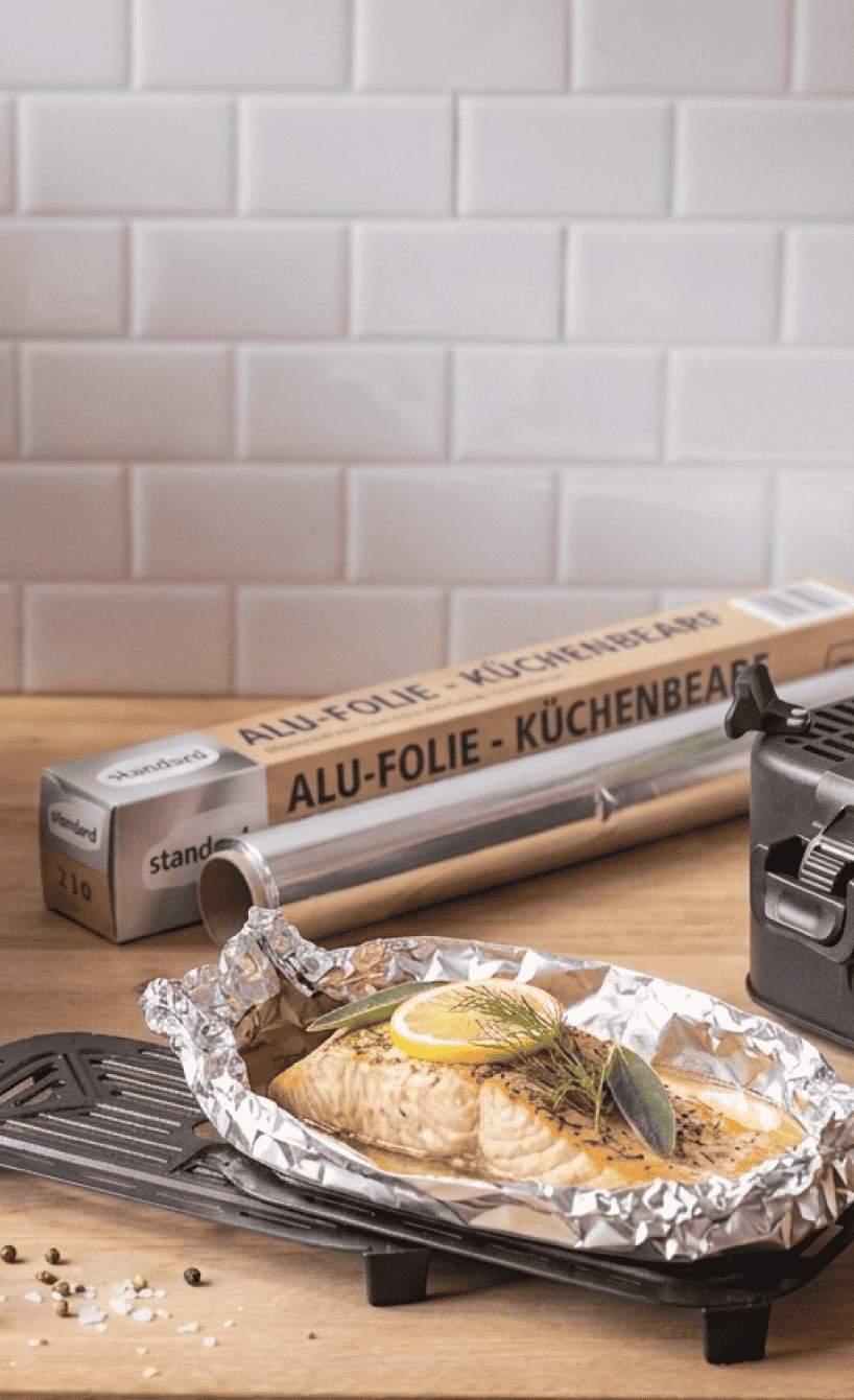 Alufolie im Airfryer mit Lachs