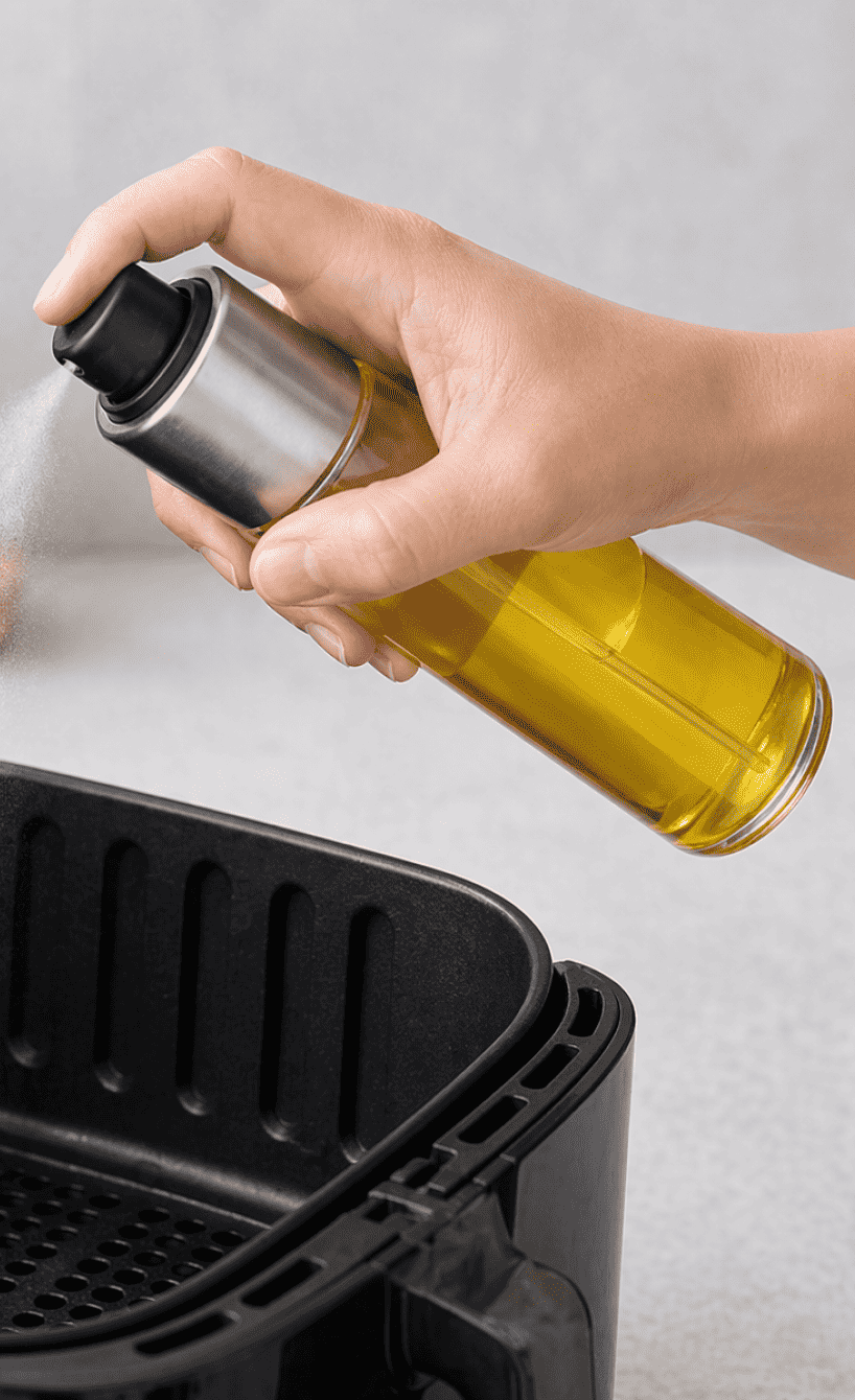 Öl-Sprühflasche und Garkorb