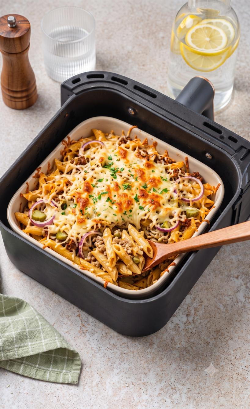 Einfacher Nudelauflauf mit Hack und Sahnesauce