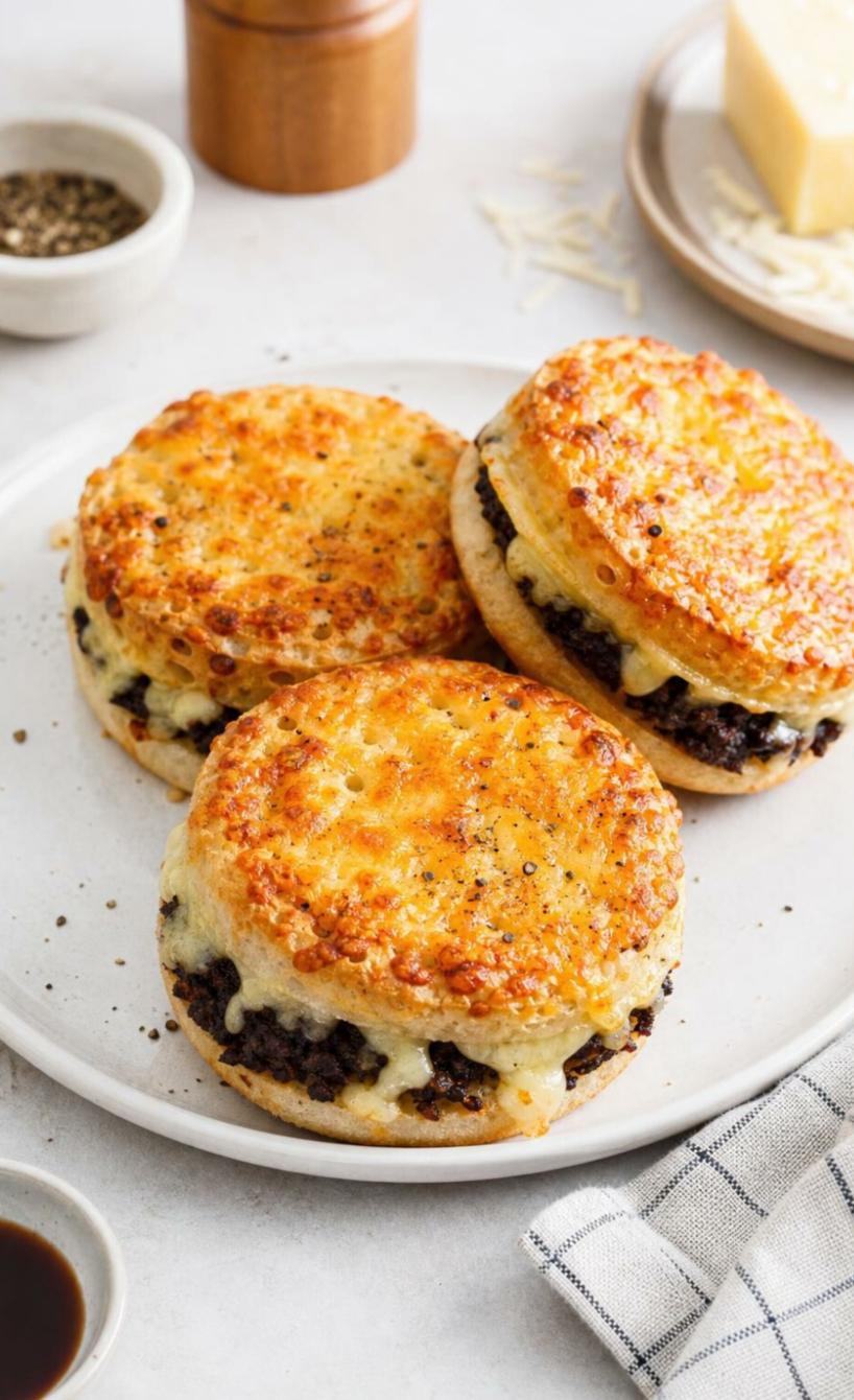 Black Pudding Cheesy Crumpet