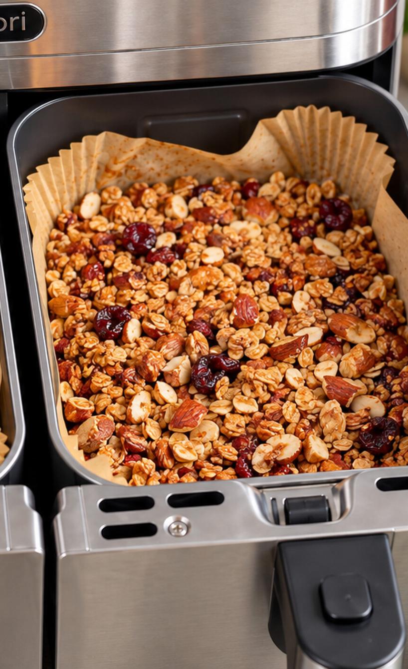Honig-Zimt-Banane mit selbstgemachtem Airfryer-Granola