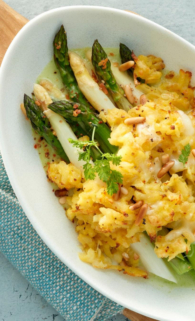Spargel mit Kartoffelkruste
