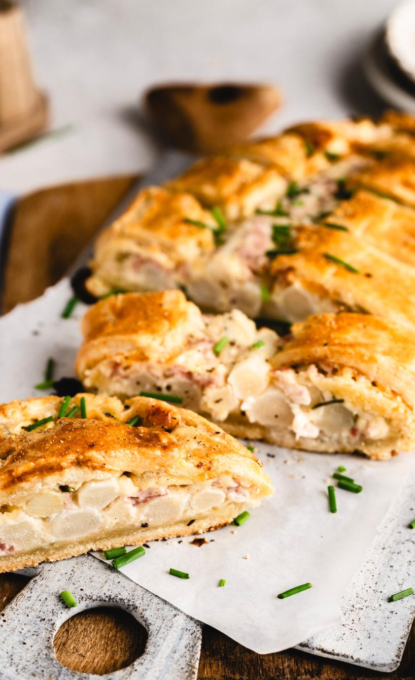 Spargelstrudel mit Camembert-Schinken-Creme