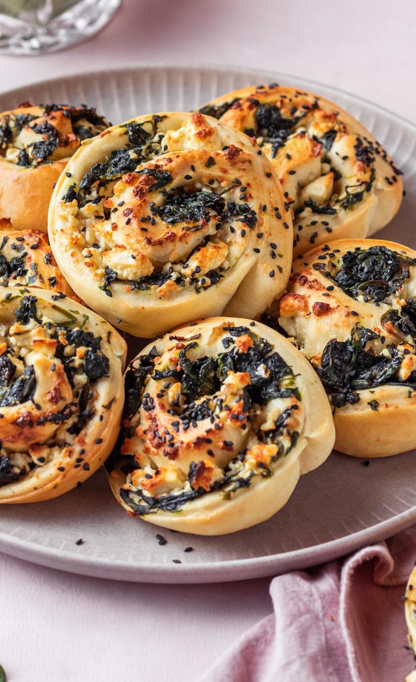 Spinat-Feta-Schnecken mit Blätterteig