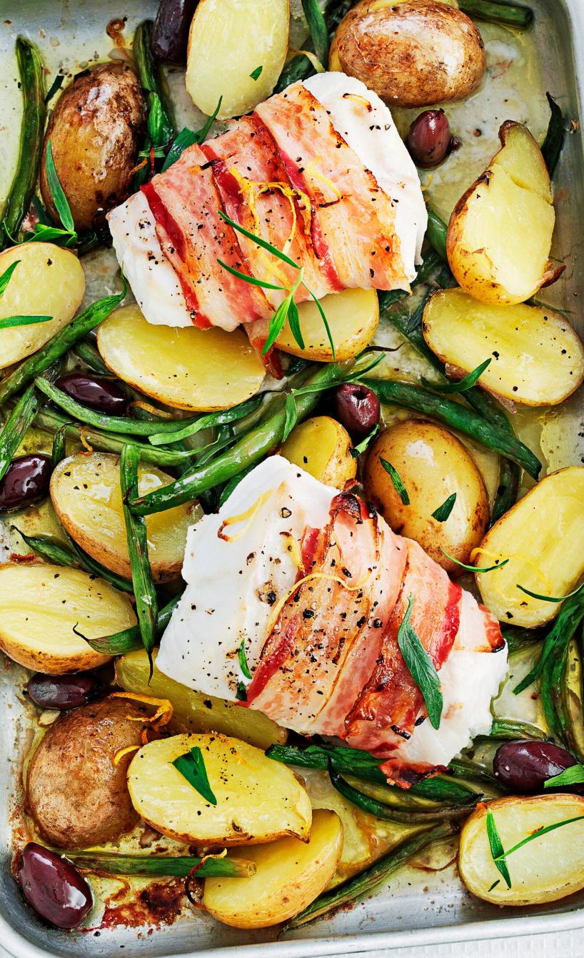 Fischfilet im Pancettamantel mit Zitronenkartoffeln