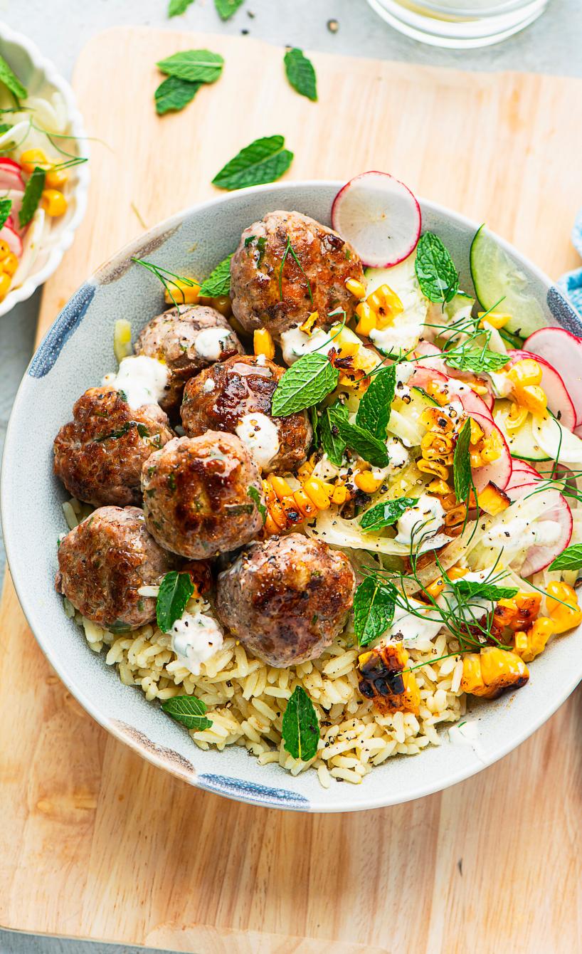 Putenfleischbällchen mit Fenchelsalat