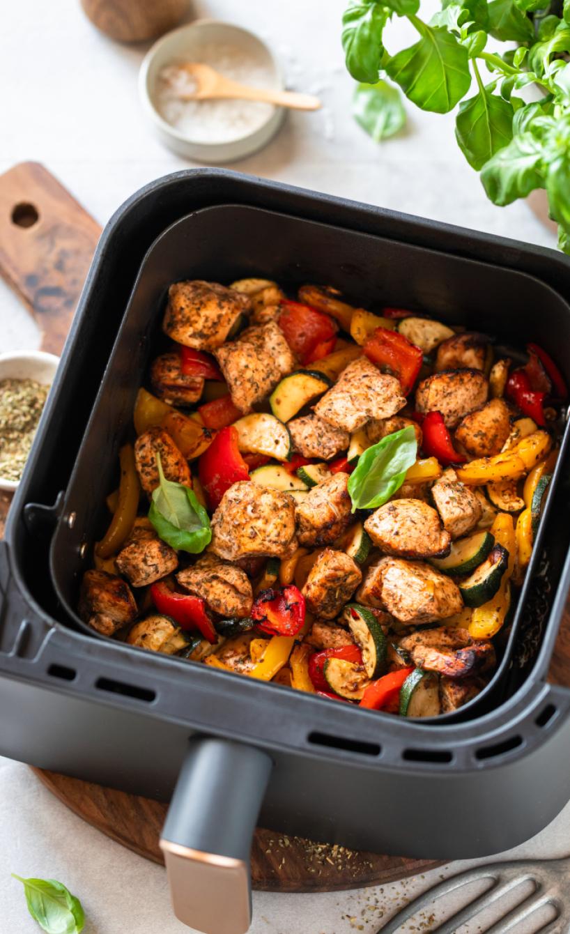 Airfryer-Hähnchen mit gemischtem Gemüse