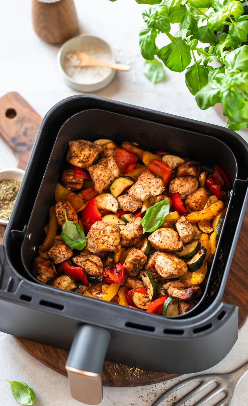 Airfryer-Hähnchen mit gemischtem Gemüse