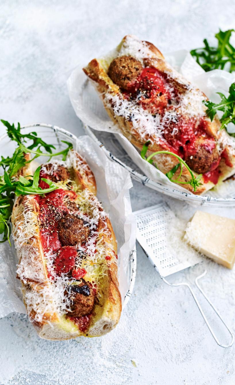 Auberginen-Hack Sandwiches