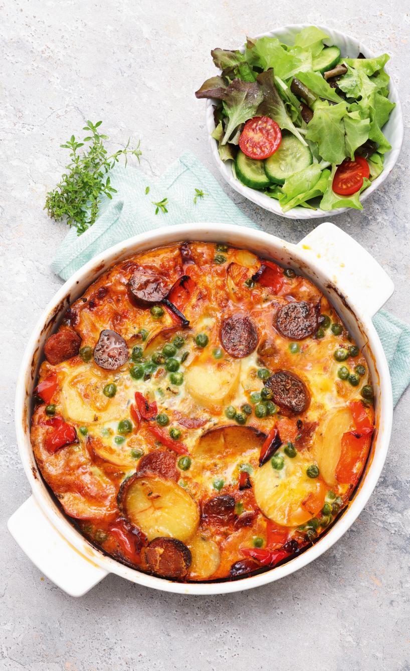 Bunte Tortilla mit Chorizo aus der Heißluftfritteuse