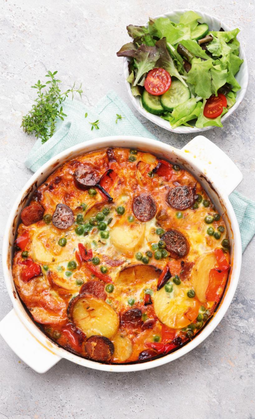 Bunte Tortilla mit Chorizo aus der Heißluftfritteuse