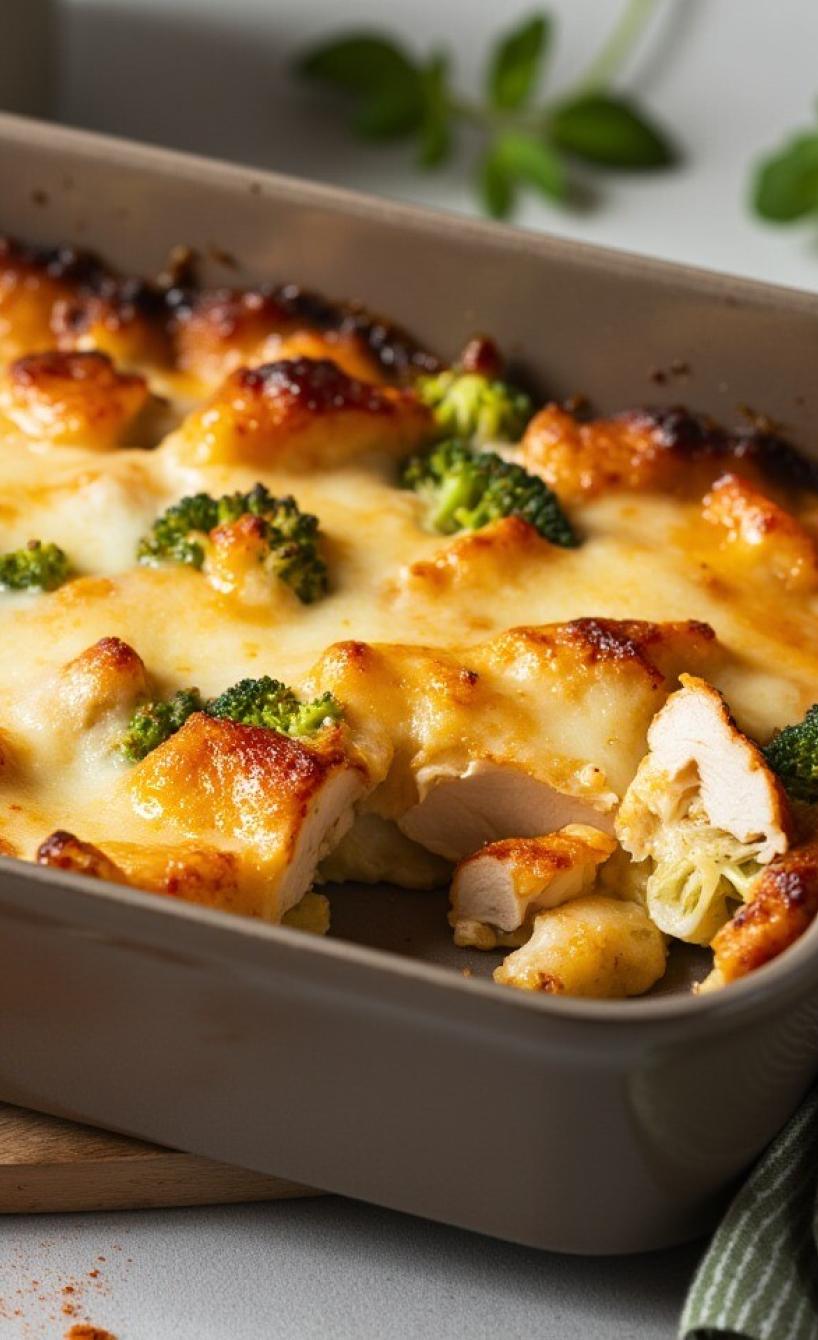 Brokkoli-Auflauf mit Hähnchen und Kartoffeln