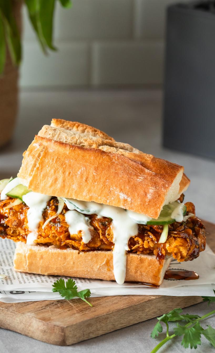 Knuspriges Koriander-Limetten-Hähnchen-Sandwich