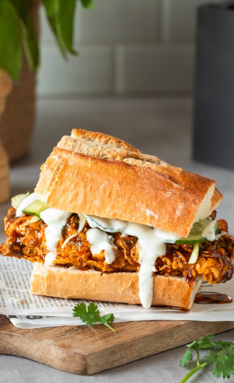 Knuspriges Koriander-Limetten-Hähnchen-Sandwich