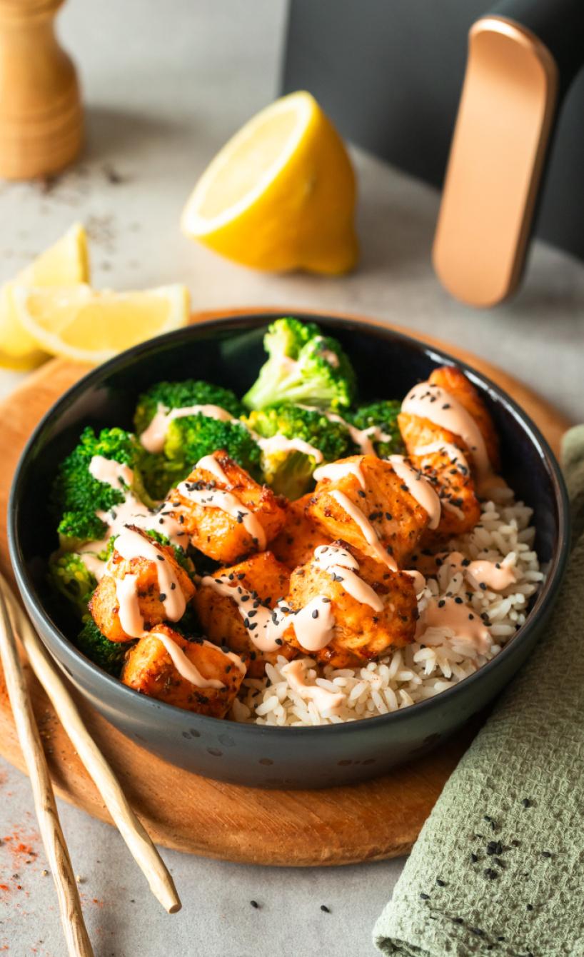 Schnelle 10-Minuten-Lachs-Bowl