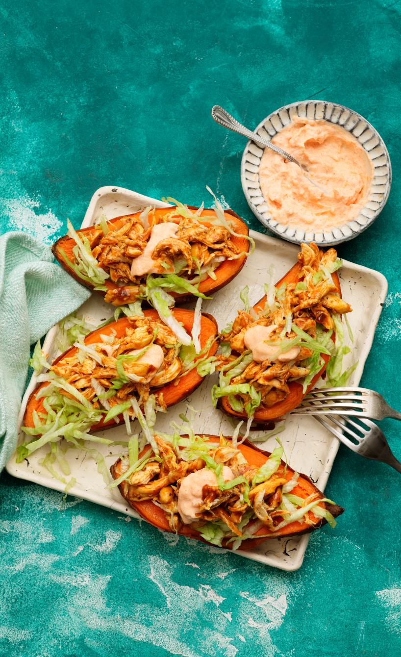 Süßkartoffel mit Pulled Chicken