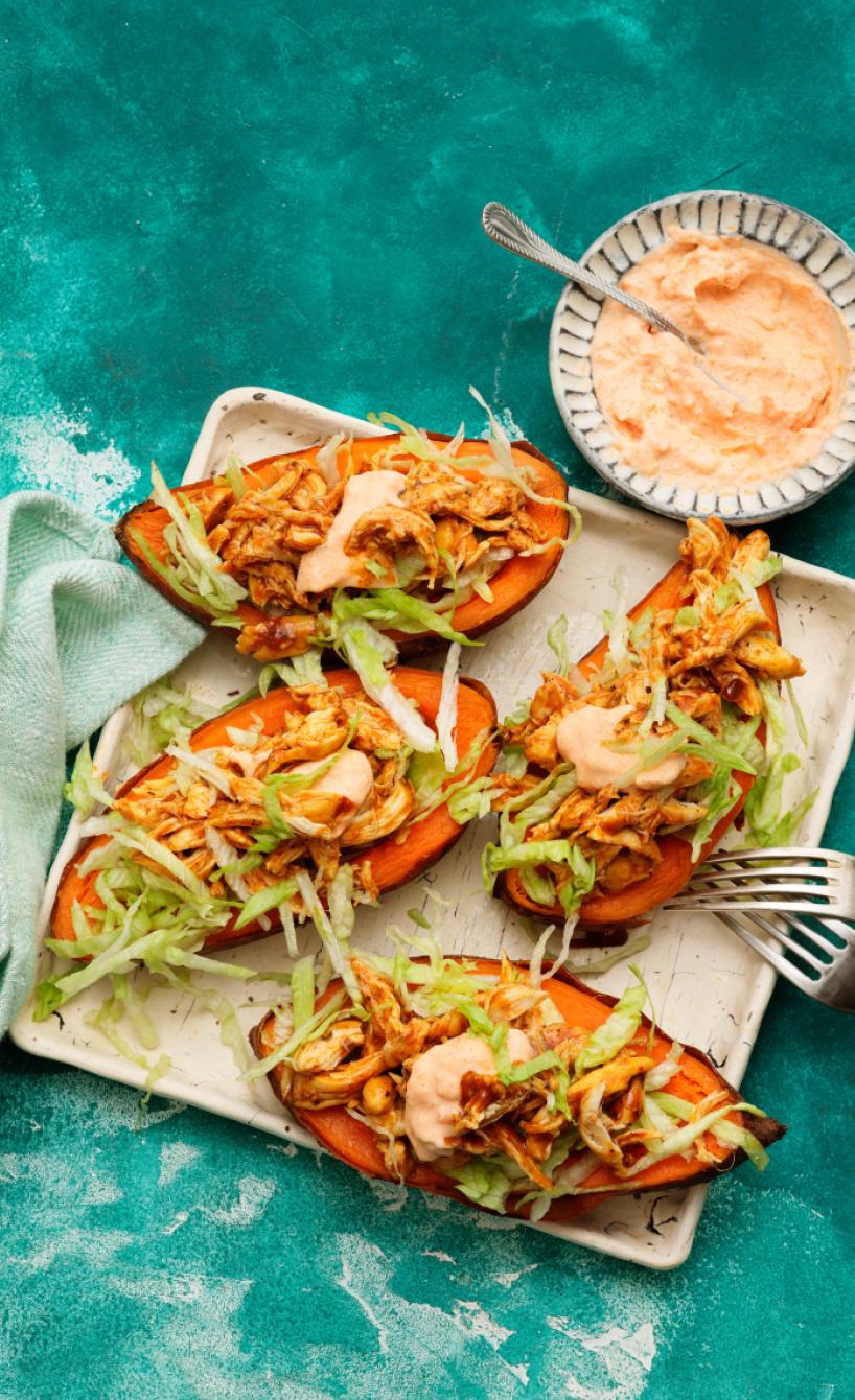 Süßkartoffel mit Pulled Chicken