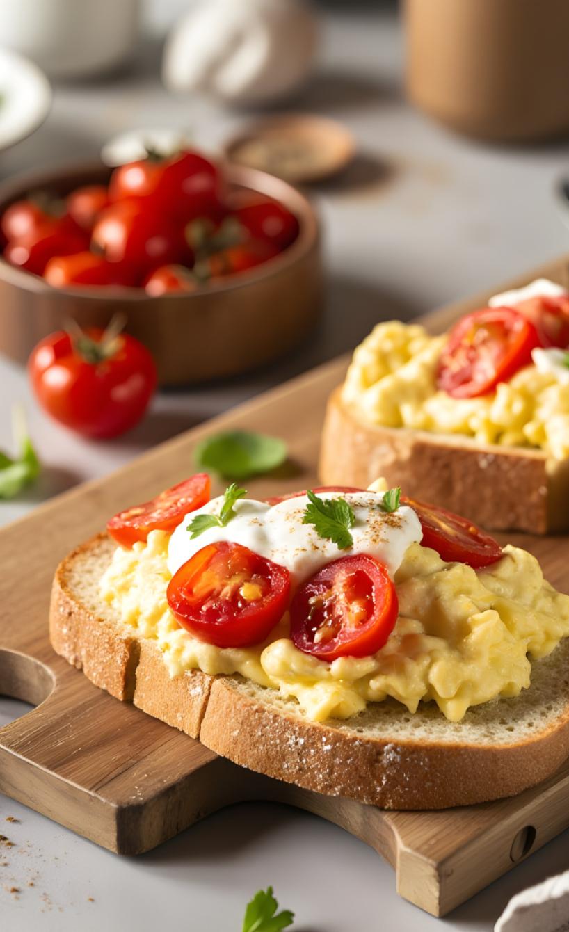 Rührei-Toast mit Cherrytomaten