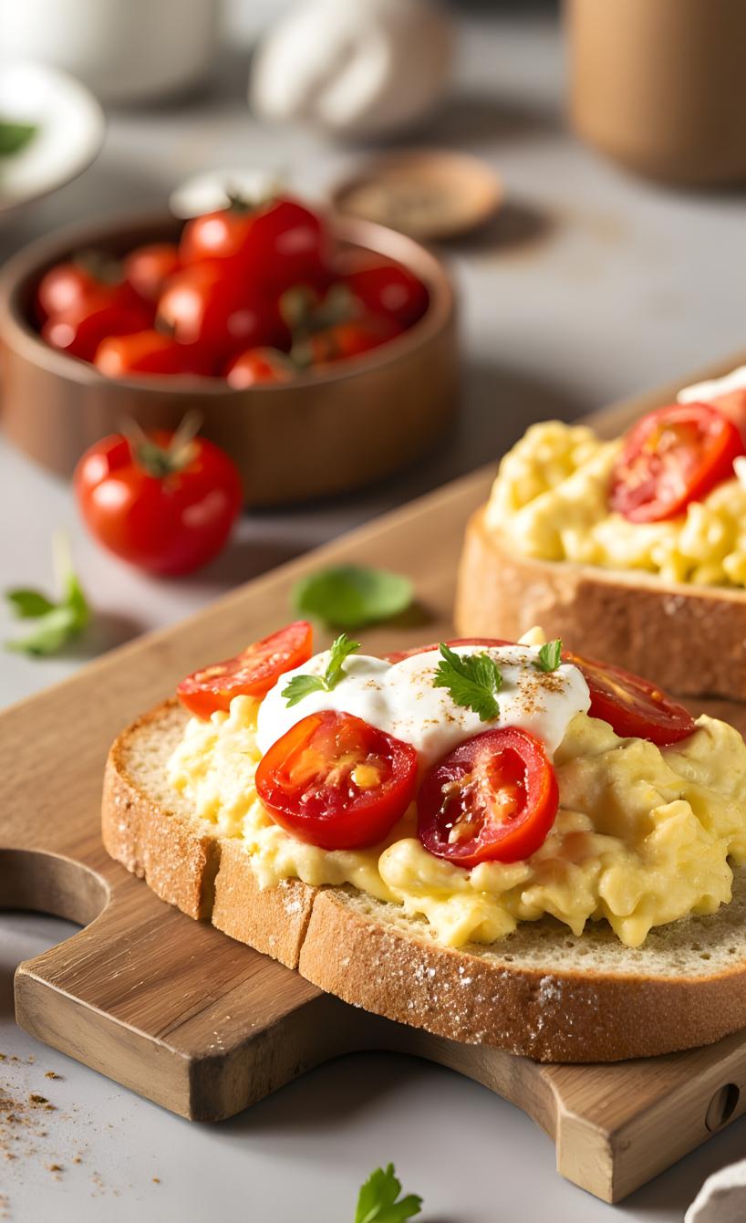 Rührei-Toast mit Cherrytomaten