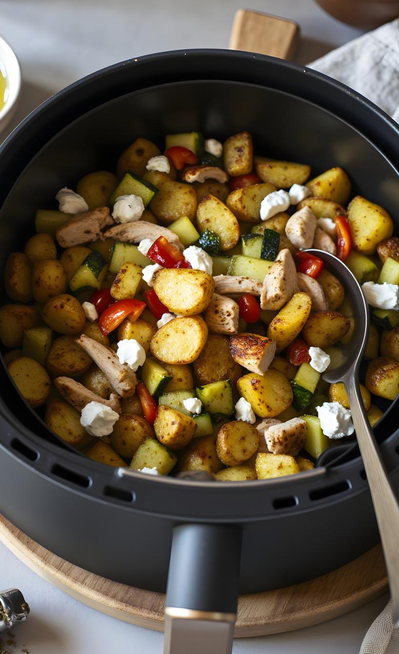 Airfryer Gemüse-Putenpfanne mit Kartoffeln