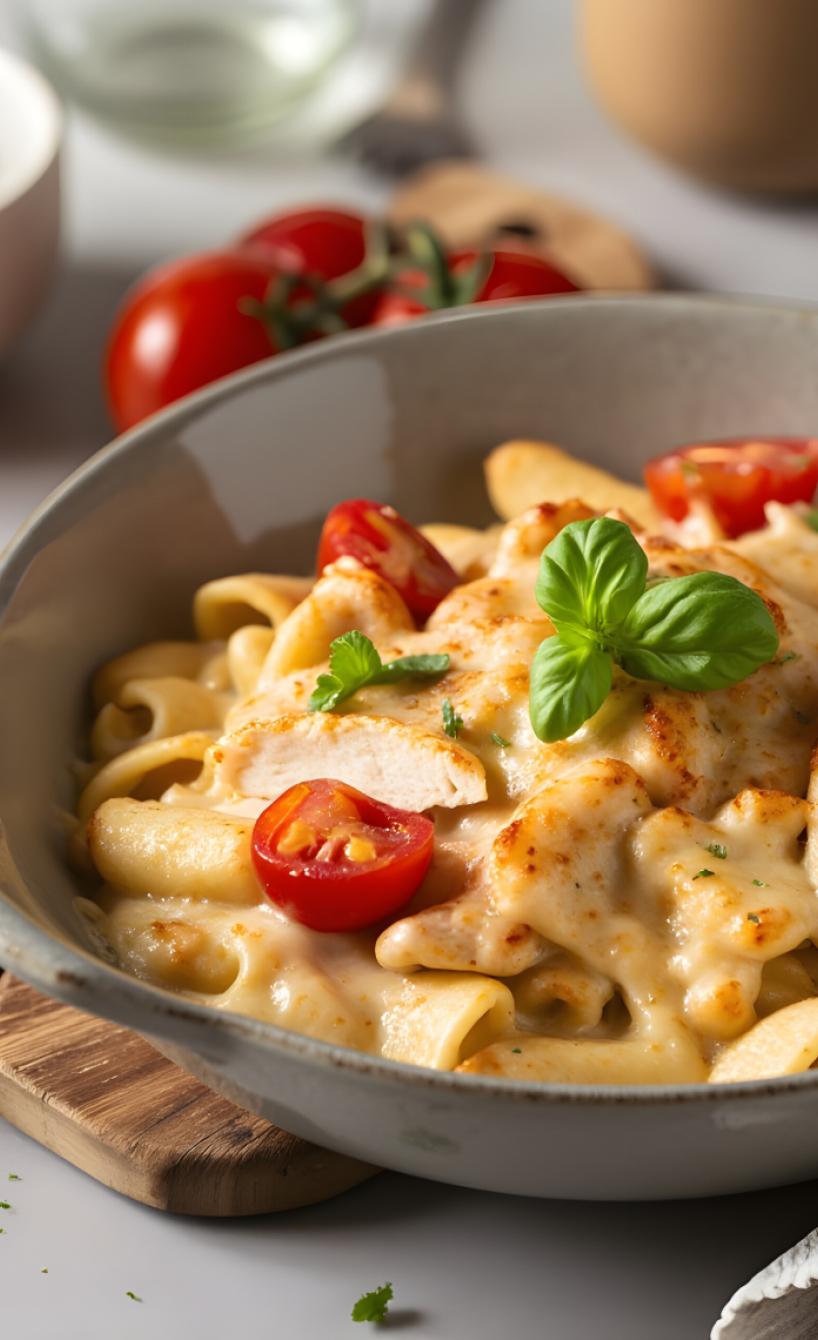 Käsenudeln mit Hähnchen